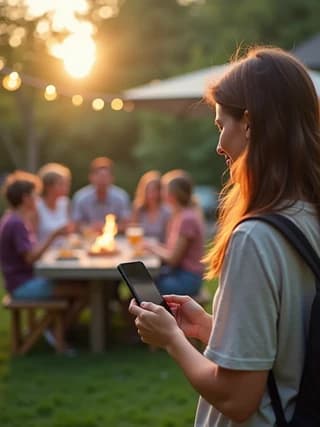 Woman using smartphone outdoors